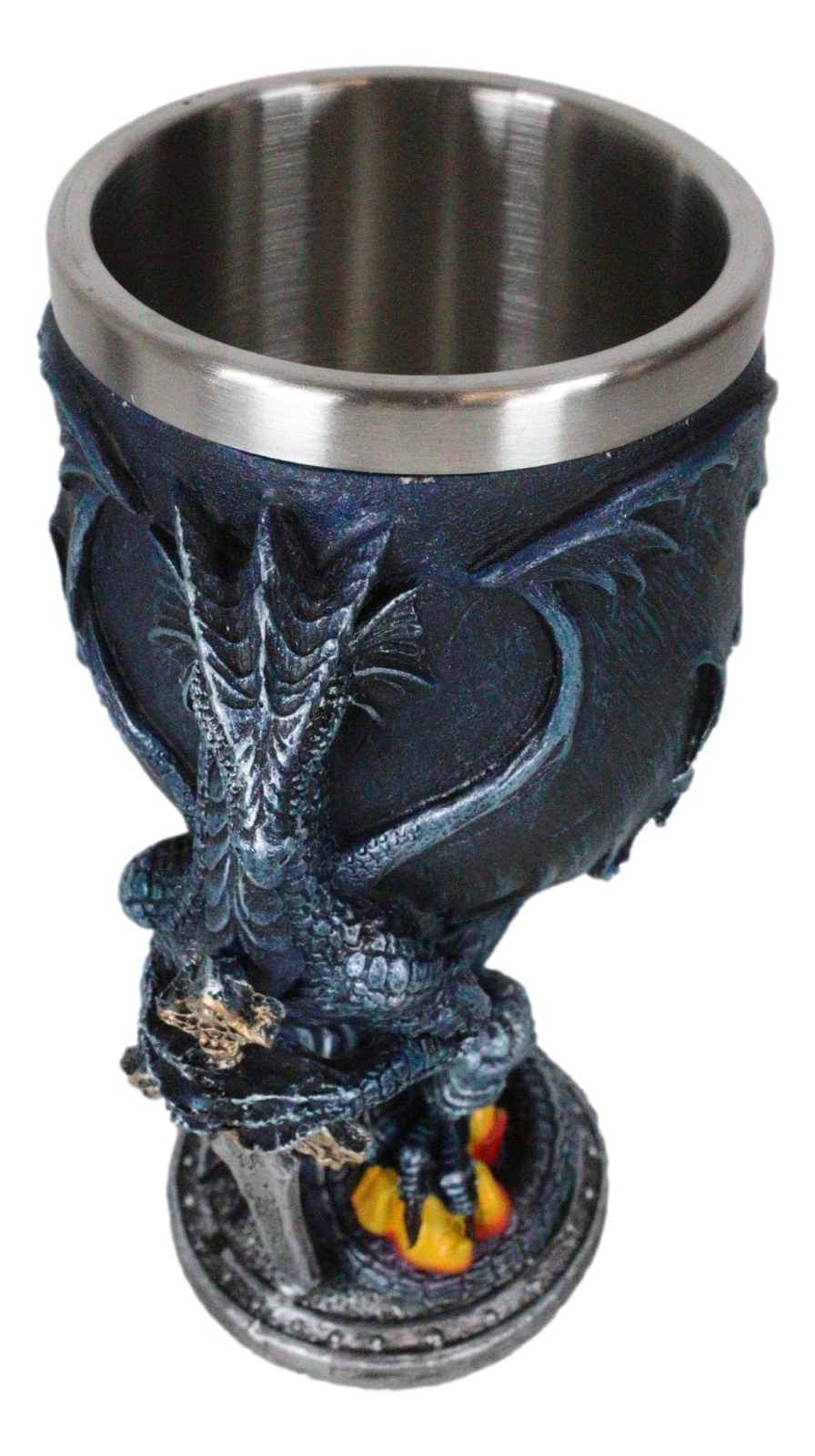 Ebros Blue Divine Fire Winged Dragon Sword Wine Goblet Decor