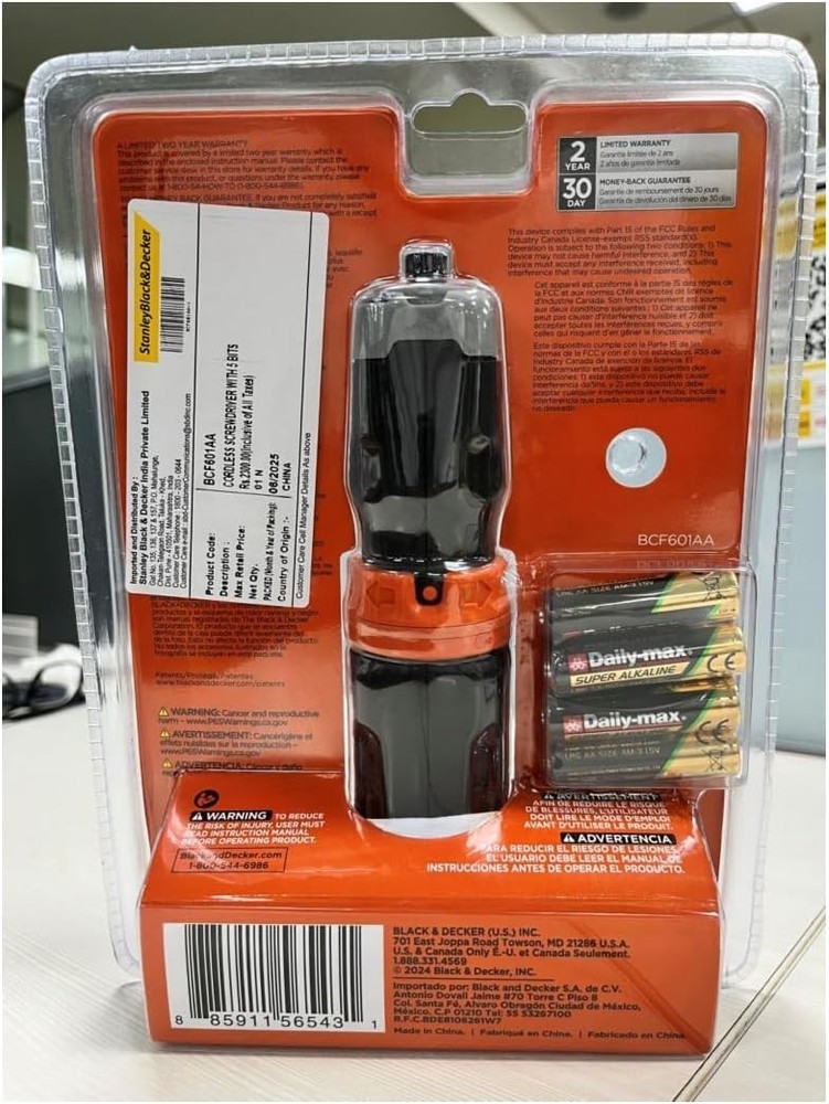 BLACK+DECKER Cordless Screwdriver, Alkaline (BCF601AA)