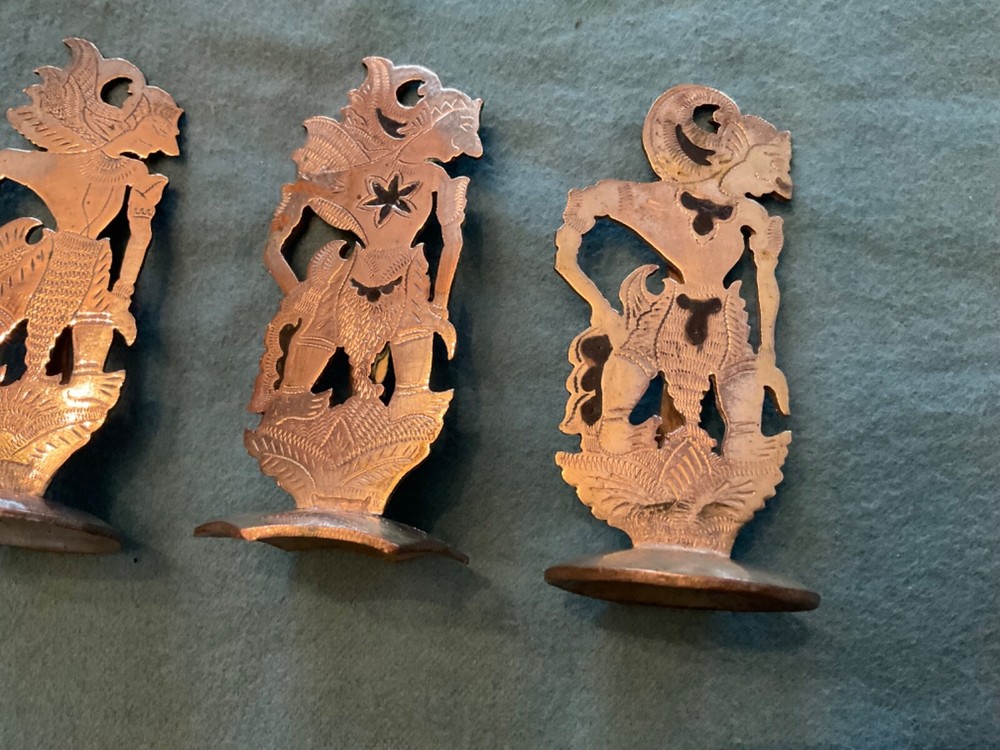 Vintage Asian Silverplate Figural Place Card Holders Set of 4