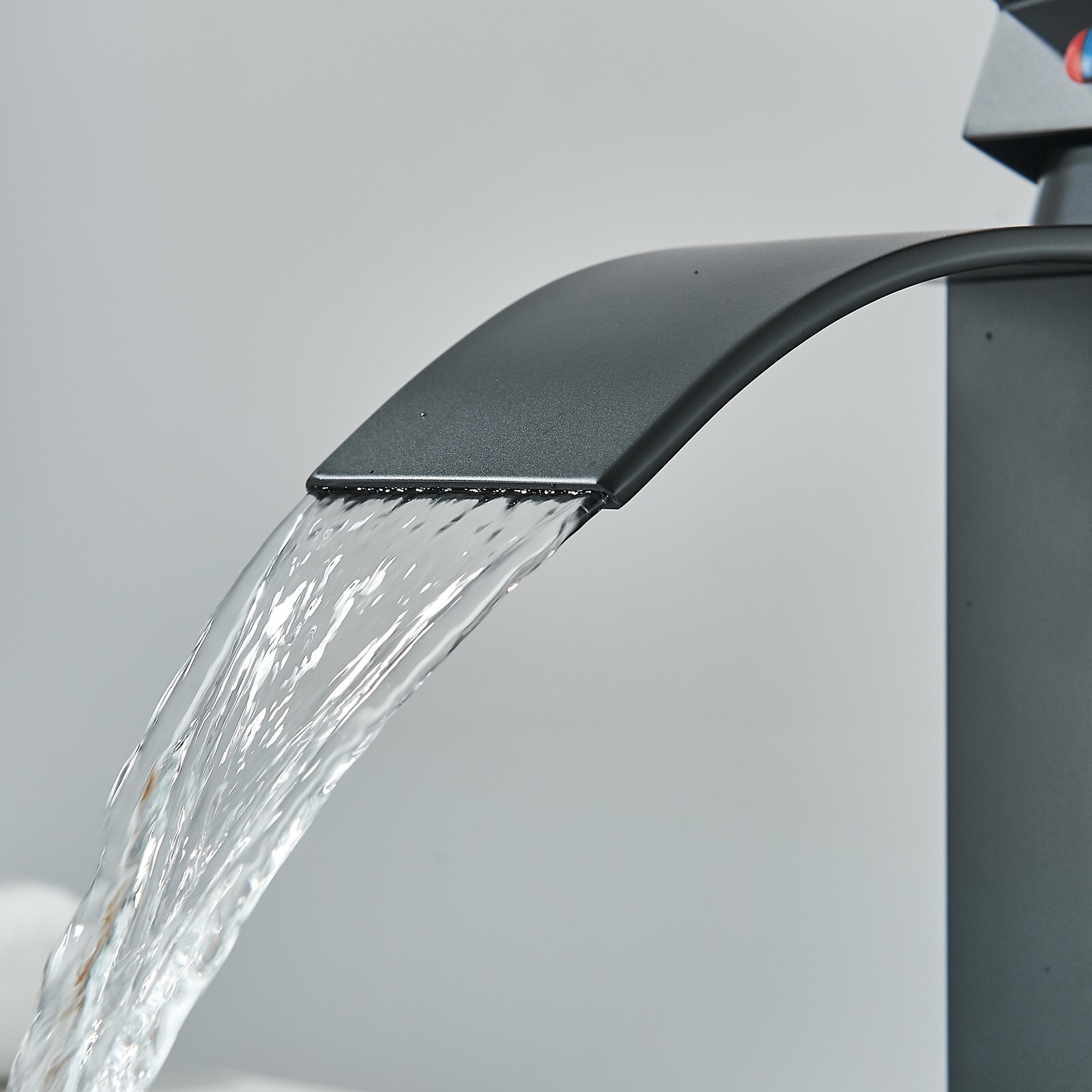 Black Modern Waterfall Bathroom Sink Vanity Faucet Single Handle Taps with Drain