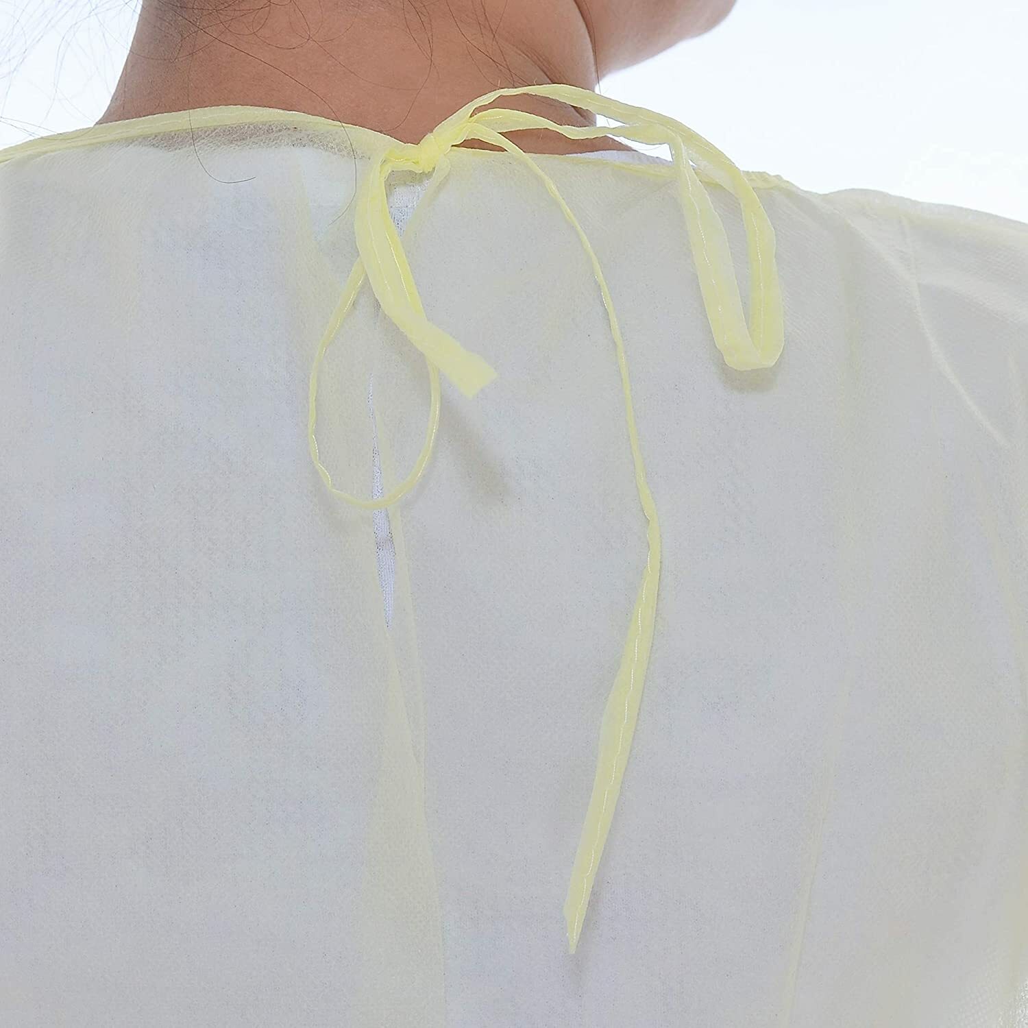 Disposable Isolation Gown, Universal Size - Pack of 10 Gowns Color Yellow