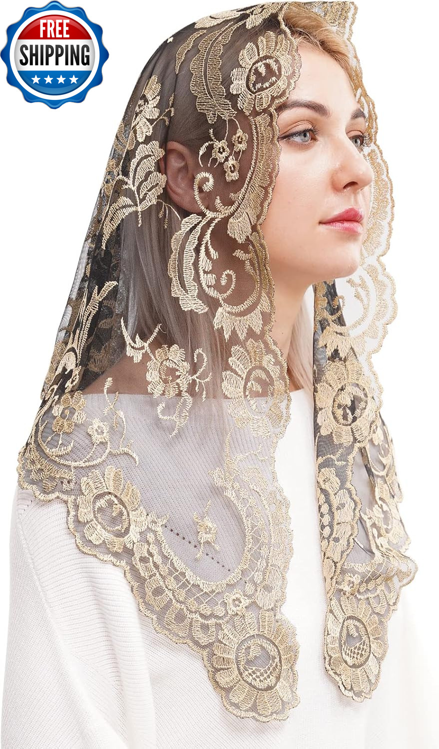Embroidery Lace Veils Catholic Church Mantillas Chapel Scarf Lace Mass