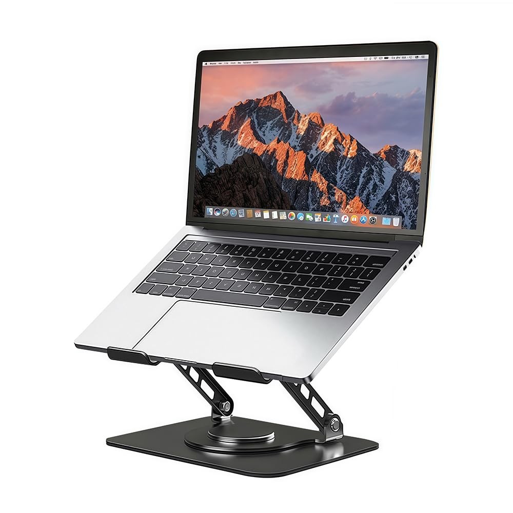 Adjustable Laptop Stand Foldable Computer Riser Heat Vent Ergonomic Black