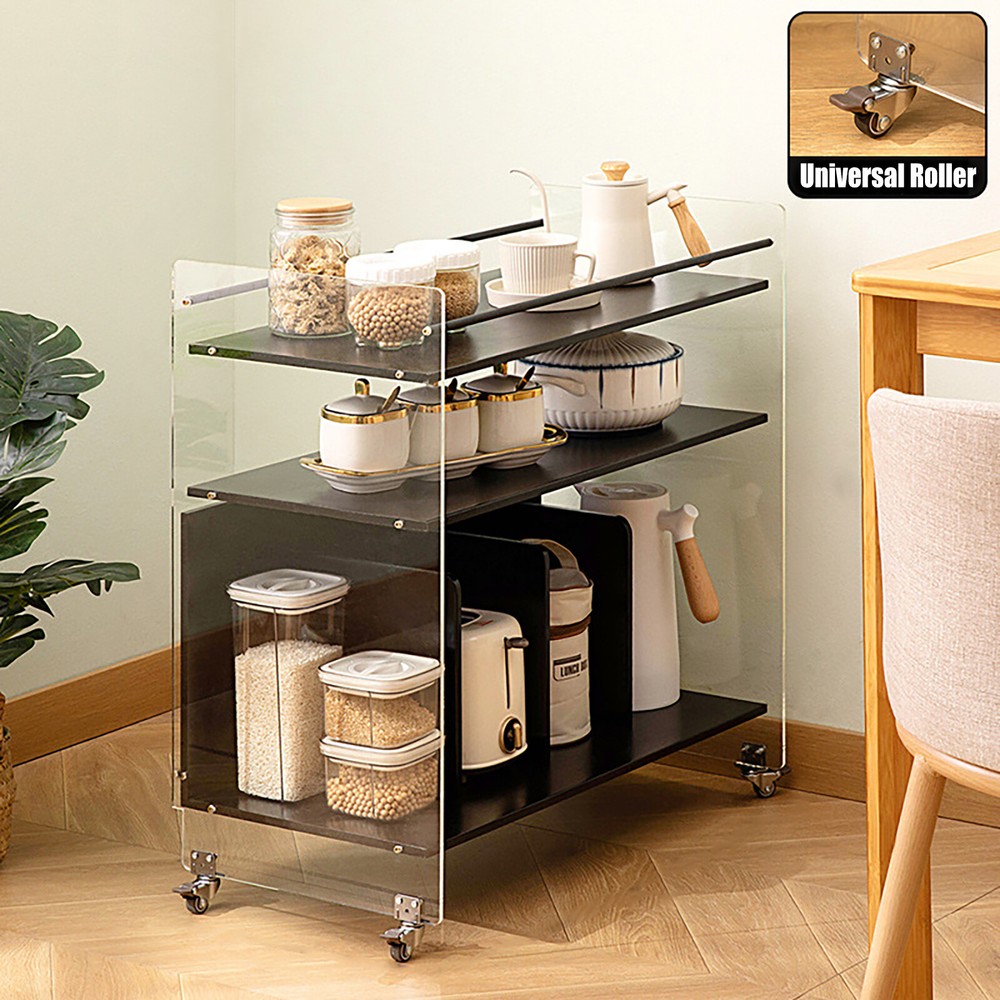 Acrylic End Table,Rectangle Side Table, Bamboo Acrylic Modern End Table