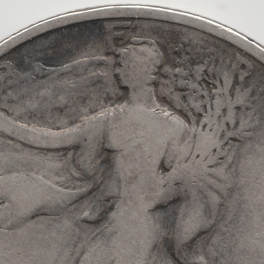 1921 D Walking Liberty Half Dollar, VG+, scratch