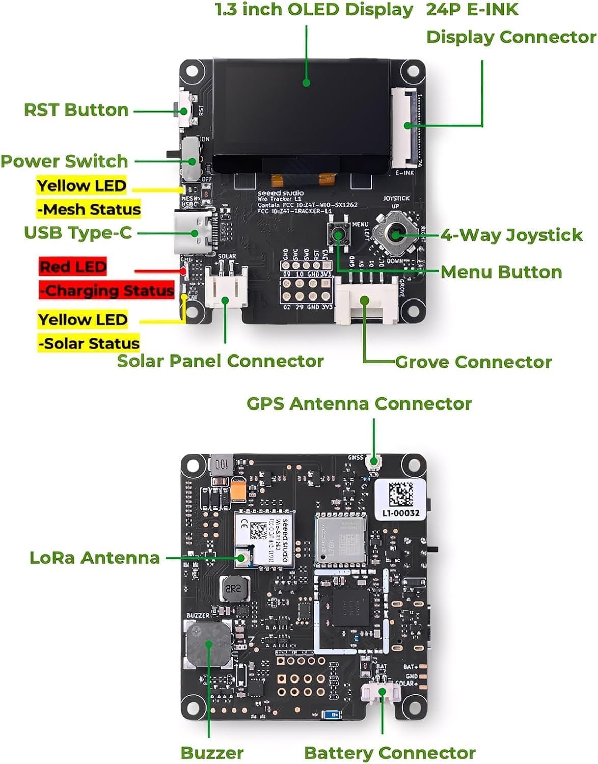 Wio Tracker L1 Meshtastic Node Meshnology Board Kit Bluetooth GPS +Battery+ Case