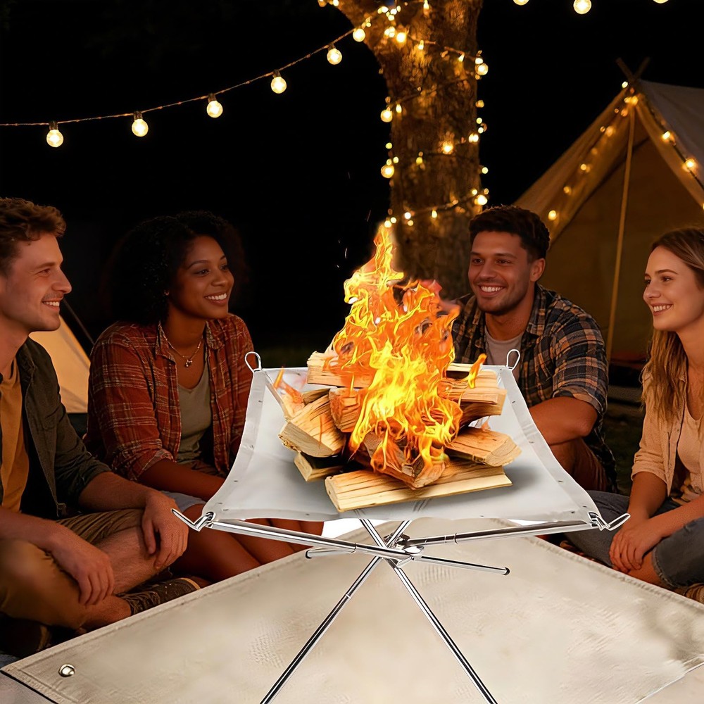 22inch Portable Fire Pit for Camping,Large Camping with Silver