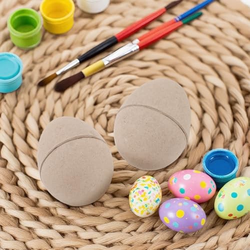 TAICHEUT 50 PCS Brown Paper Mache Easter Eggs, 3 Inch Paintable Easter Eggs,