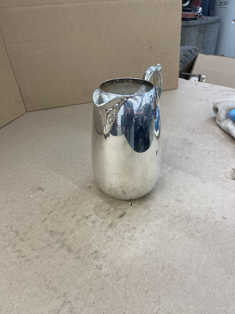 Antique Silver Plated Water Pitcher 8” Tal