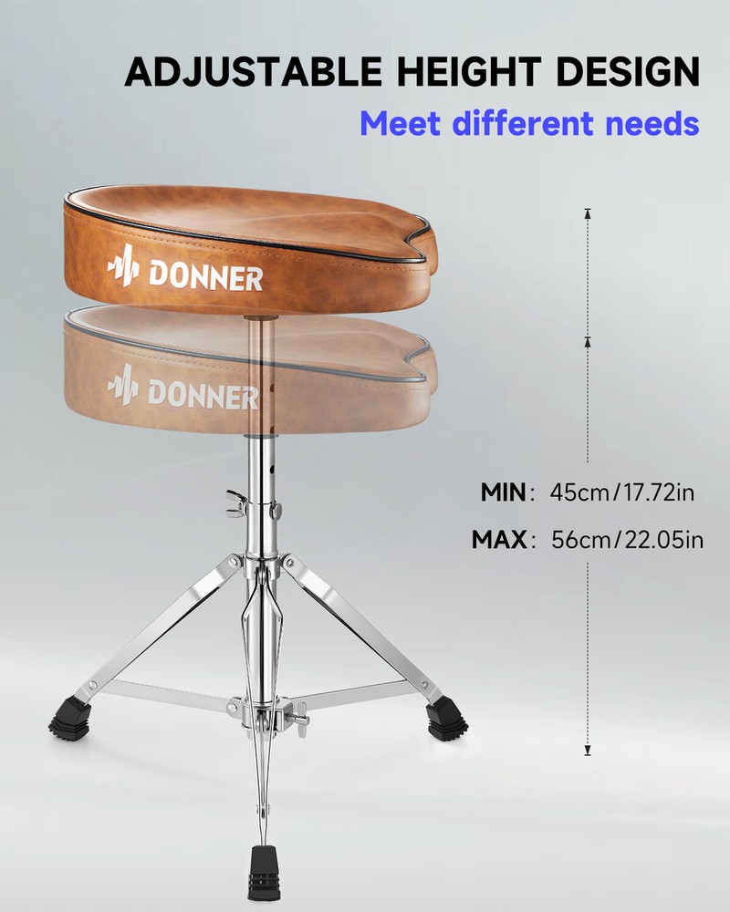🪑 Donner Drum Throne Stool Padded Seat Height Adjustable Rotatable + Drumsticks
