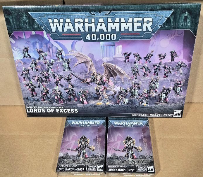 ⚔️OC WARHAMMER 40K - 2X LORD KAKOPHONIST + EMPERORS CHILDREN BATTLEFORCE - NIB⚔️