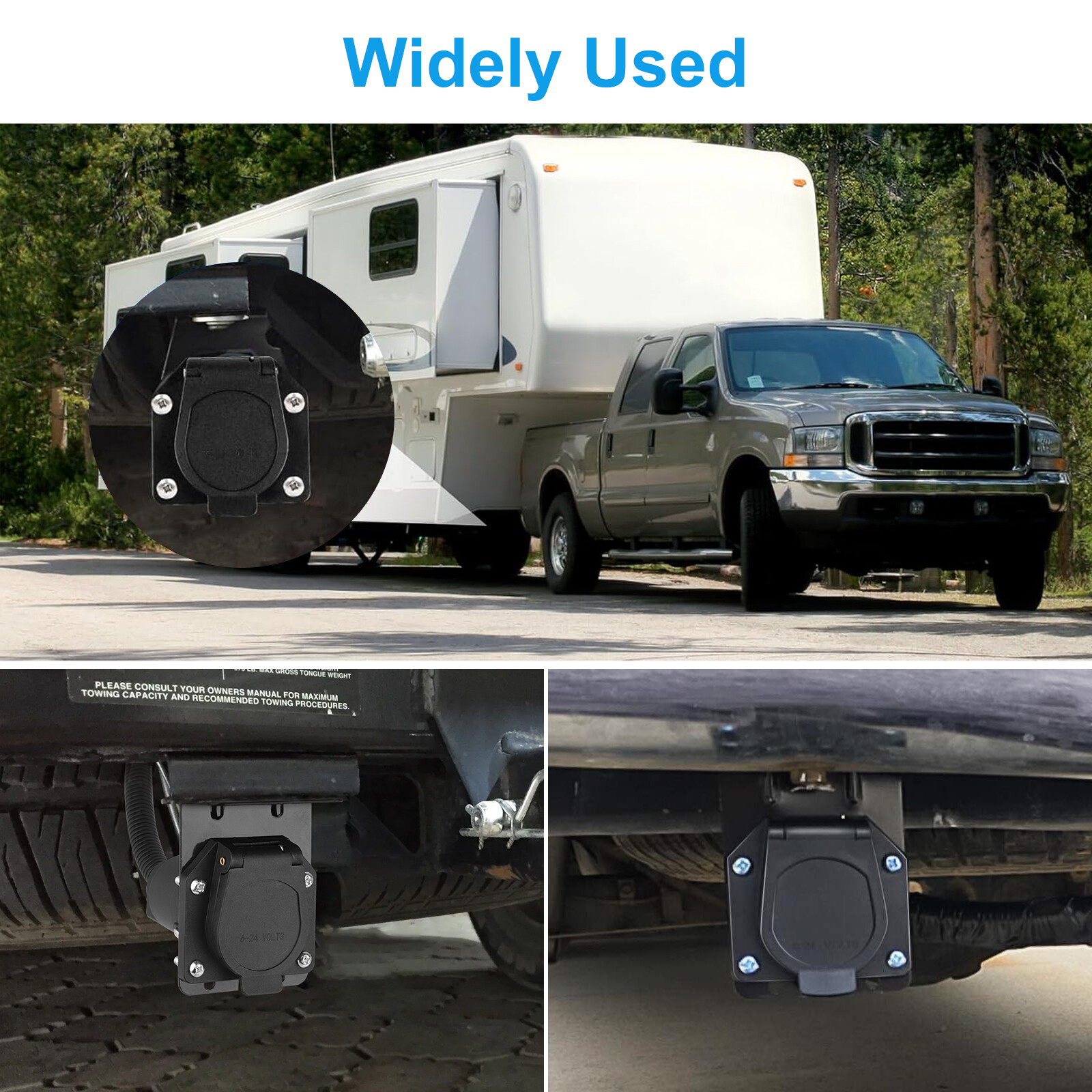 7 Way 7 Pin Trailer Plug RV Socket Wiring Harness Kit w/Bracket Screws for Truck