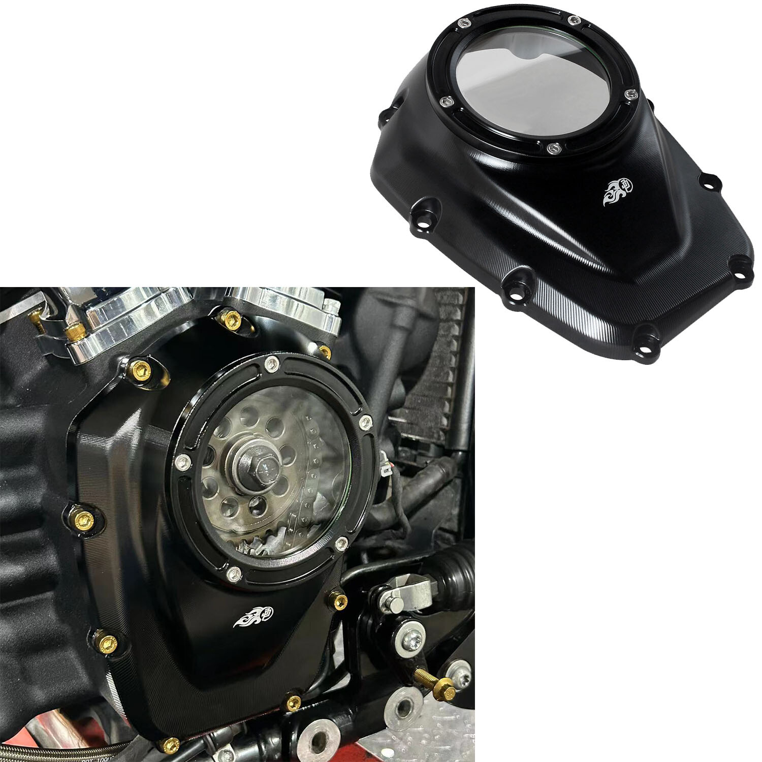 Black M8 Engine Transparent Camshaft Cover for Harley Softail Fat Boy FLSL FXLRS