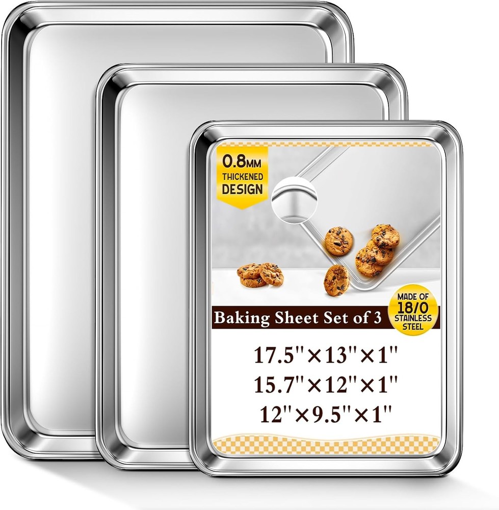 Baking Sheet, mercial Grade Stainl Steel Cookie Sheets for Baking,