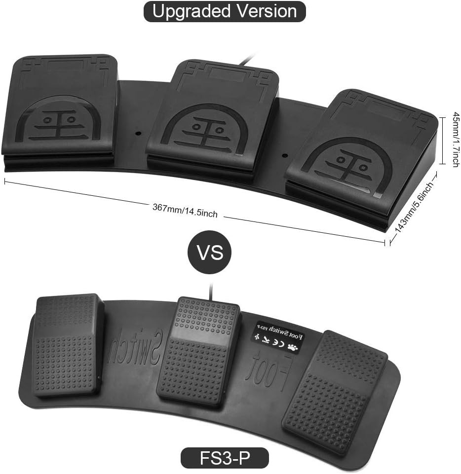 Upgraded USB Triple Foot Pedal Switch Control 3 Three Key Footswitch Program ...