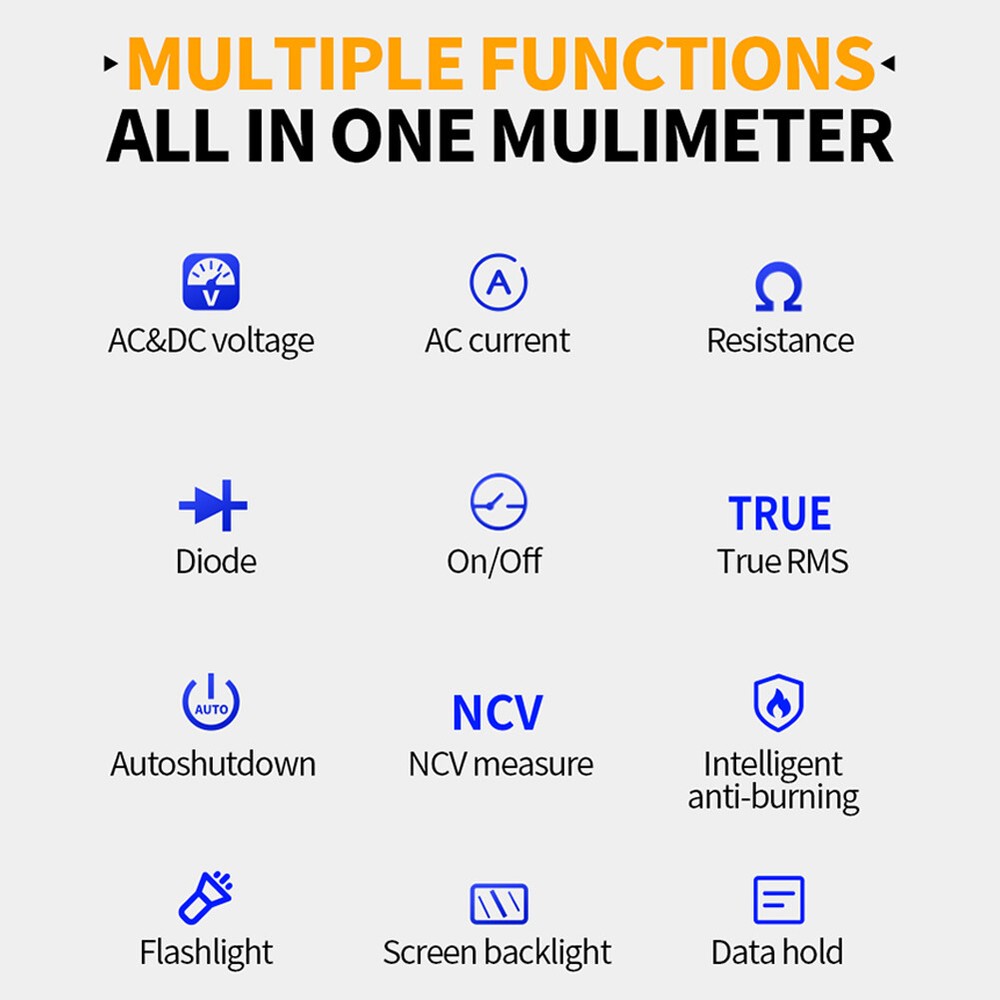 Digital Multimeter Tester AC DC Ohm Test 6000 Counts Auto Range LCD Handheld New