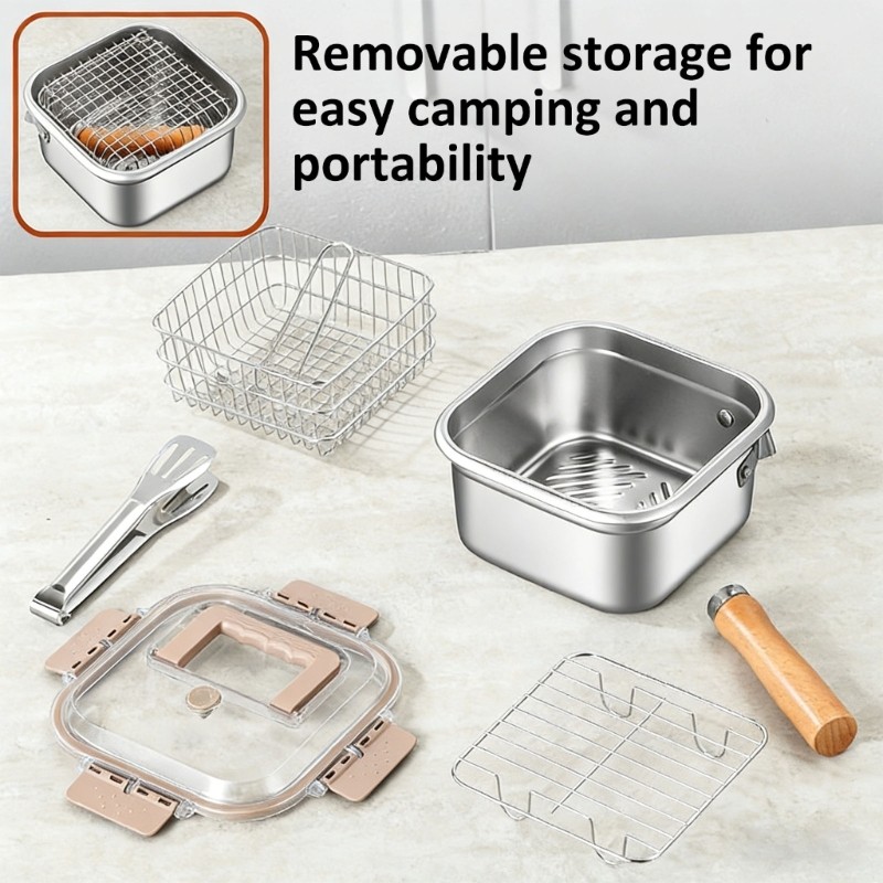 Practical Rustless Square Fry Basket For Kitchen Restaurant Home Use