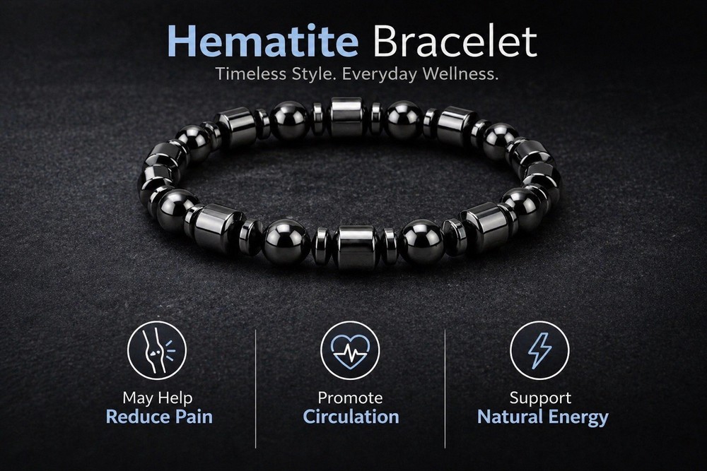 2pack Hematite Bead Bracelets Unisex Stretch Adjustable