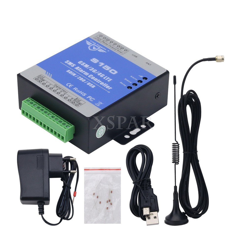 8-Channel SMS Alarm Controller SMS Relay Switch 8DIN 2DO USB S150 2G Version top