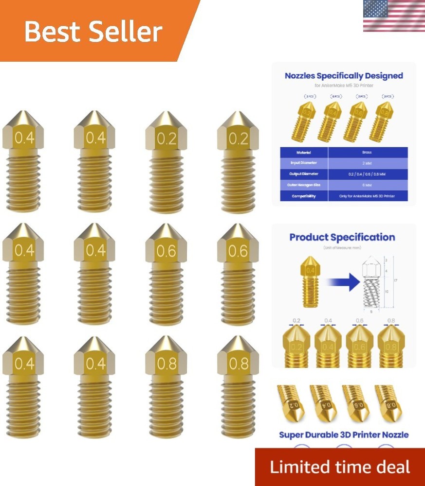 3D Printer Nozzles 12pcs Brass High Temp Compatible for AnkerMake Ender 3