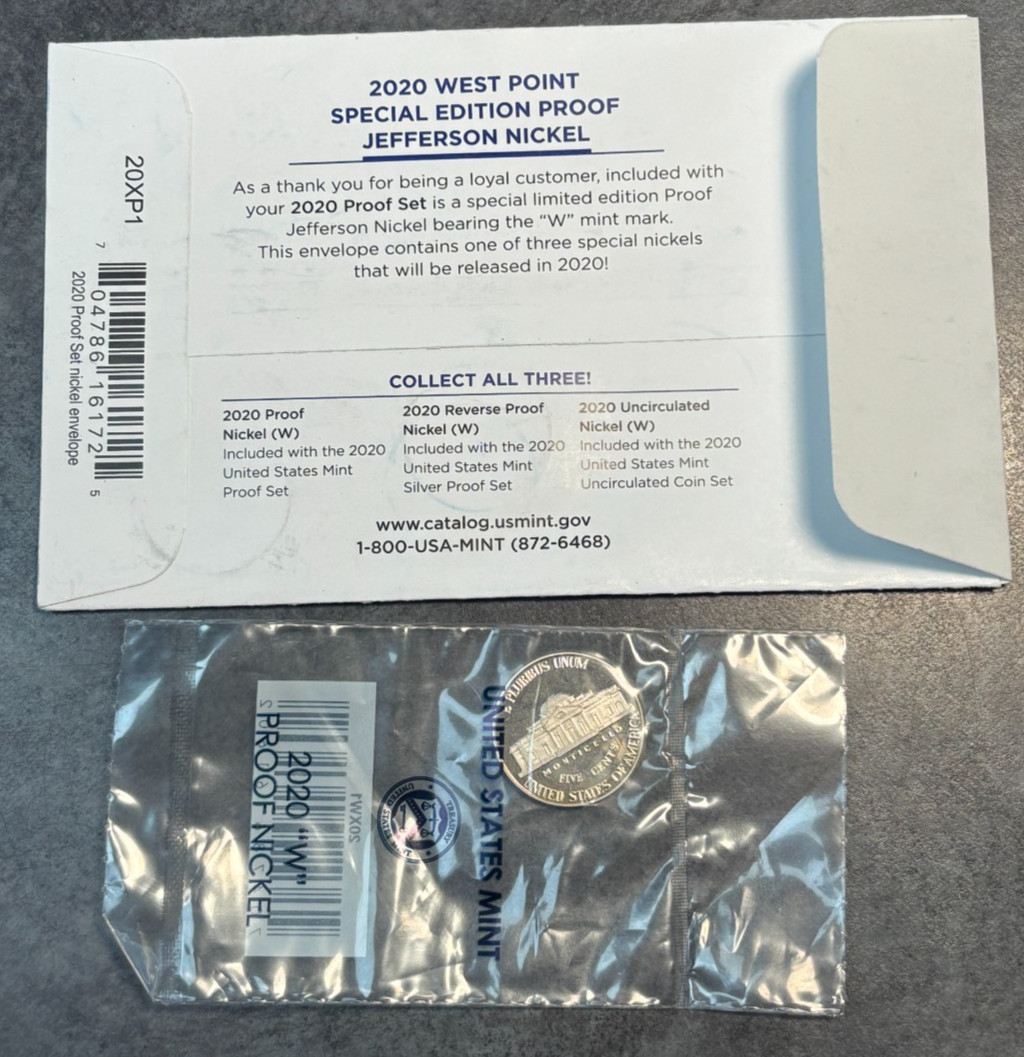 2020 W Special Edition Proof Jefferson Nickel 5c Coin Sealed in OGP