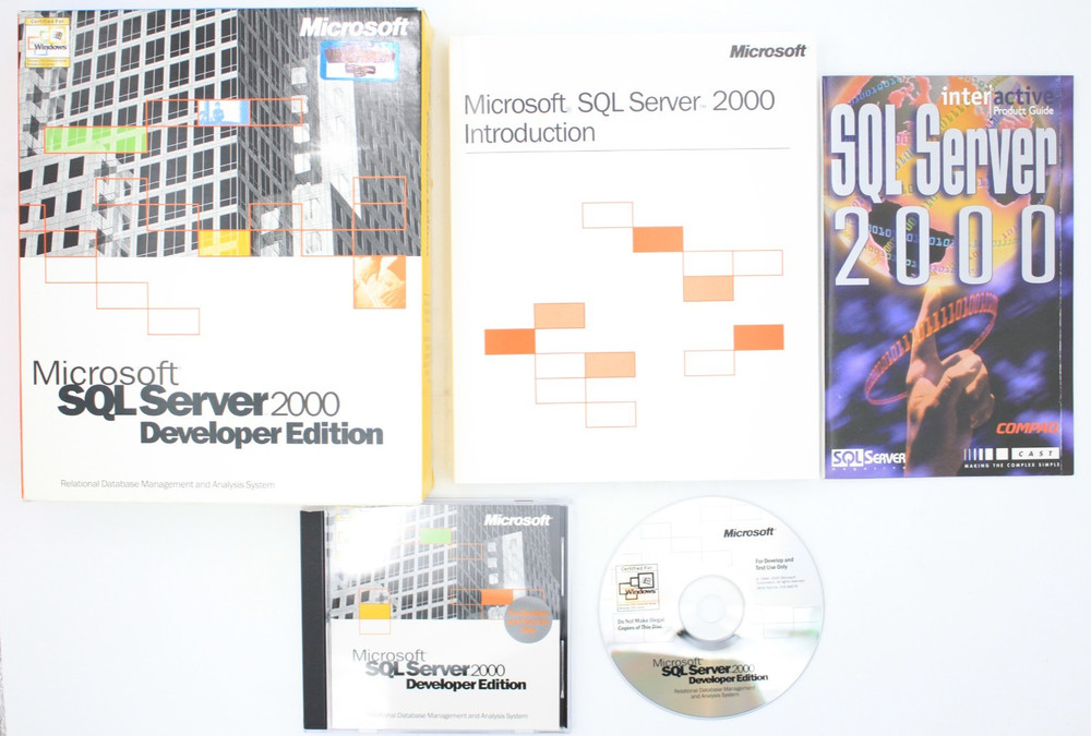 MICROSOFT SQL SERVER 2000 DEVELOPER EDITION CD SOFTWARE Retail Box GNEUINE Retro