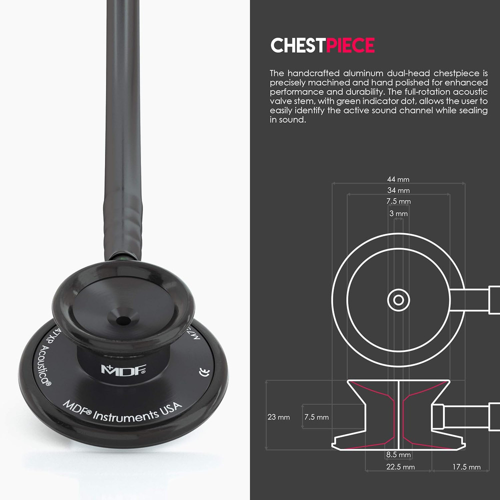 MDF Instruments, Acoustica Lightweight Stethoscope for Doctors, Nurses, Students