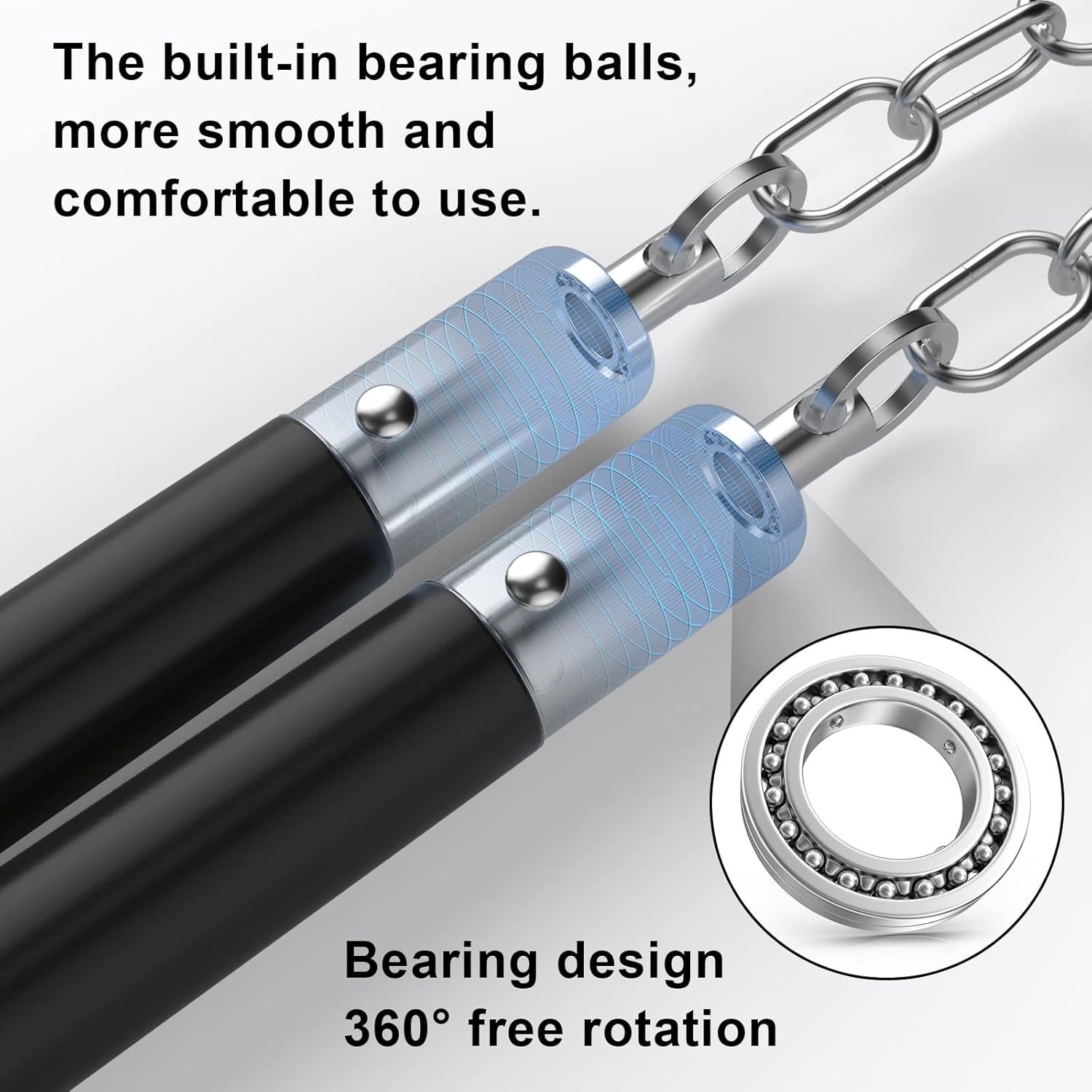 Professional Rubber Training Nunchucks with Steel Chain for Adults and Pros