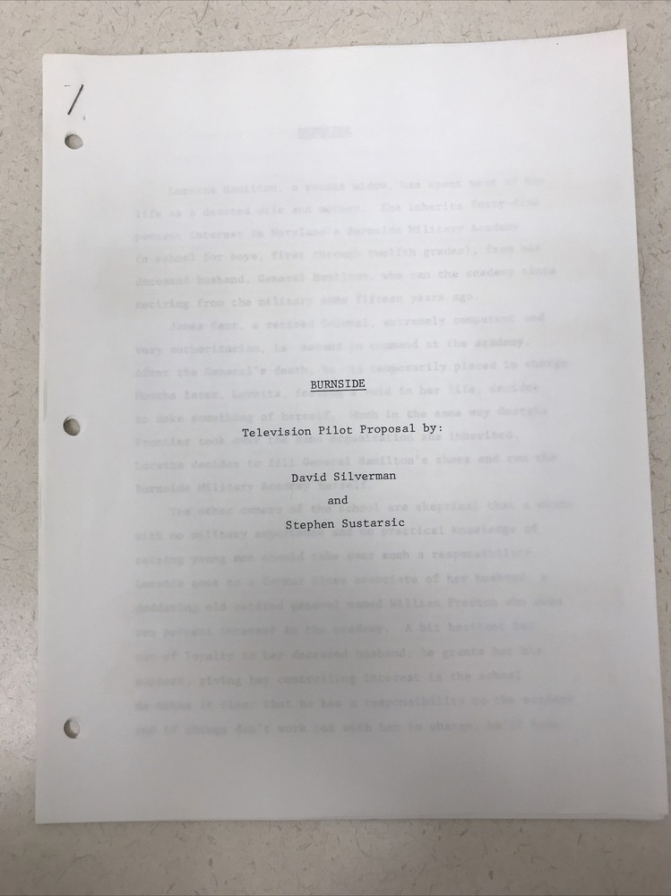 Script Burnside TV Series Pilot Proposal David Silverman And Stephen Sustarsic