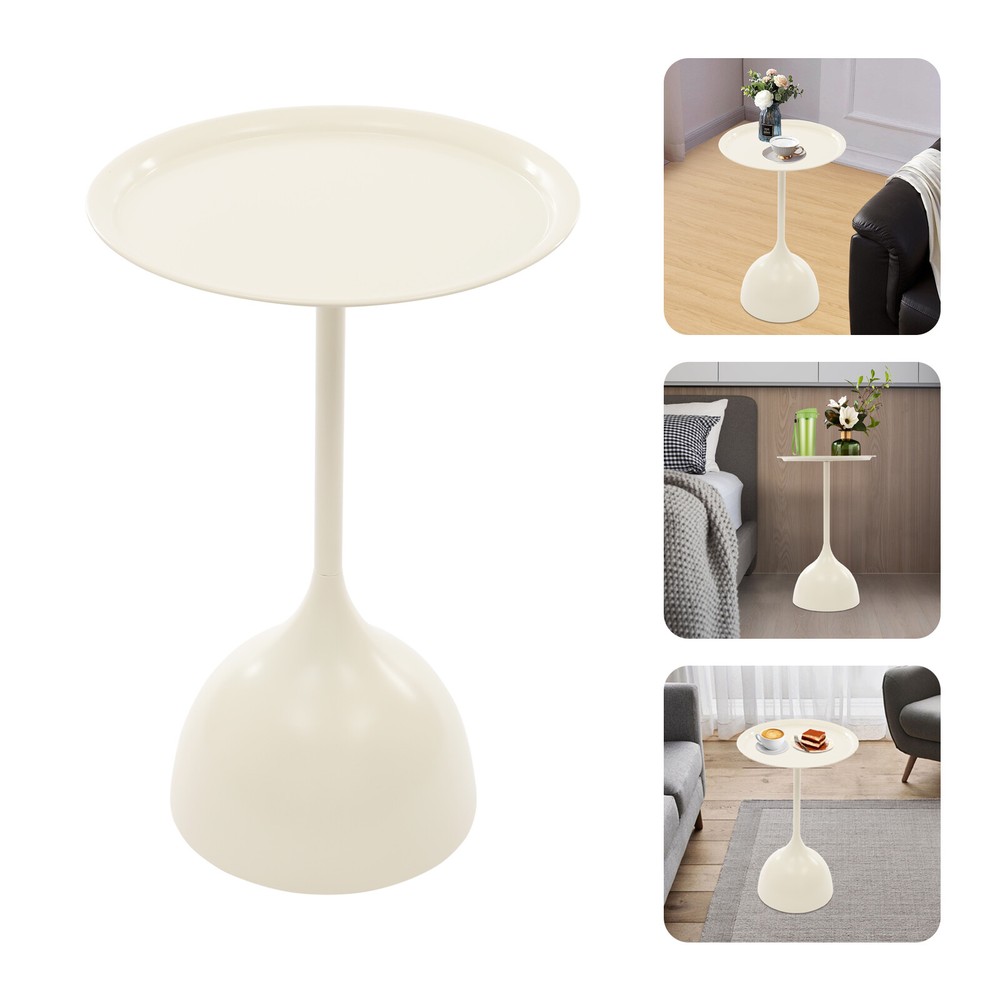 Modern Side End Table Round Side Table Freestanding Living Room Side Table White