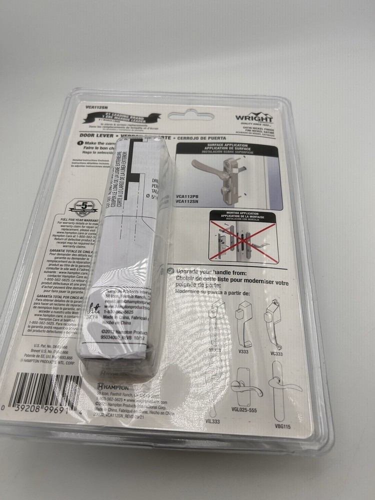 Wright Products Castellan Surface Lever Mount Latch with Deadbolt VCA112SN