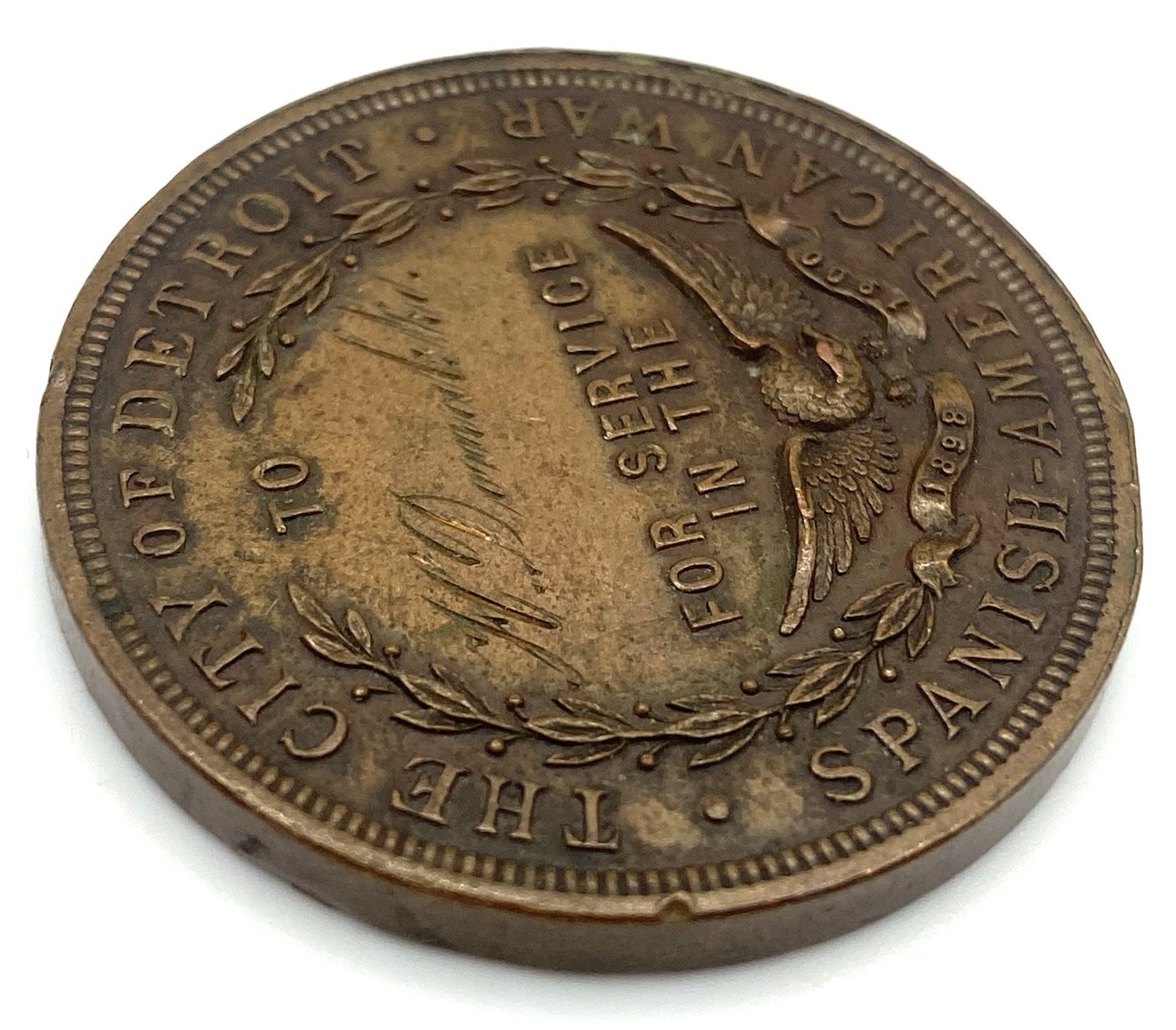 1701 - 1901 City of Detroit Spanish-American War Veteran’s Medal 38 mm