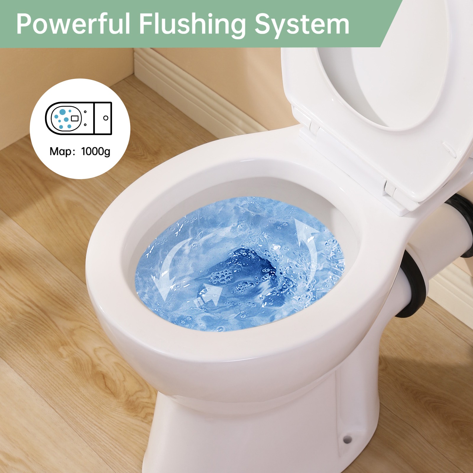 19 inch Rear Outlet Toilet with Tank Powerful Flush with Extra Extension Pipe