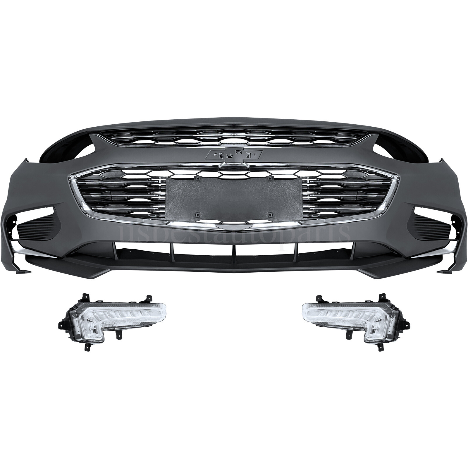 Front Bumper Cover w/ Valance Grill Grille Fog light Trim For Chevy Malibu 16-18