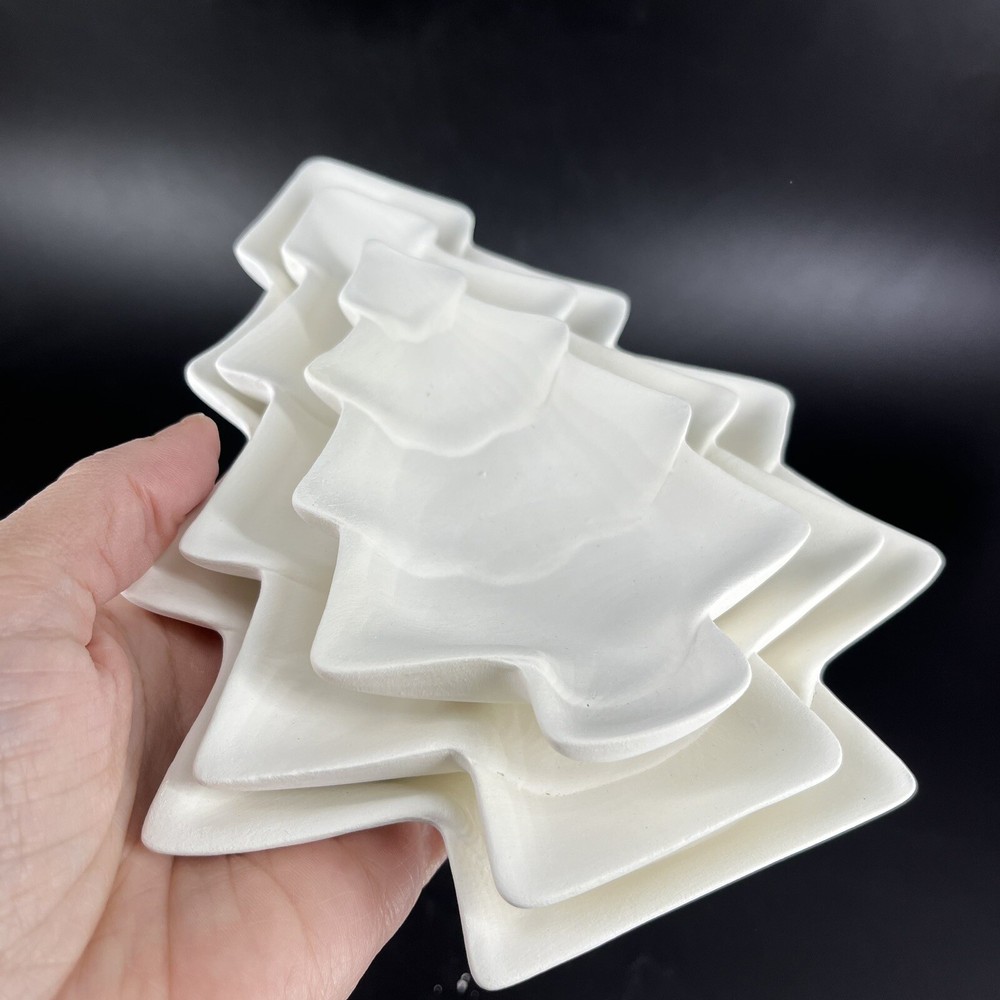 Ready to Paint Nested Christmas Tree Serving Trays Unfinished Ceramic Bisque 3