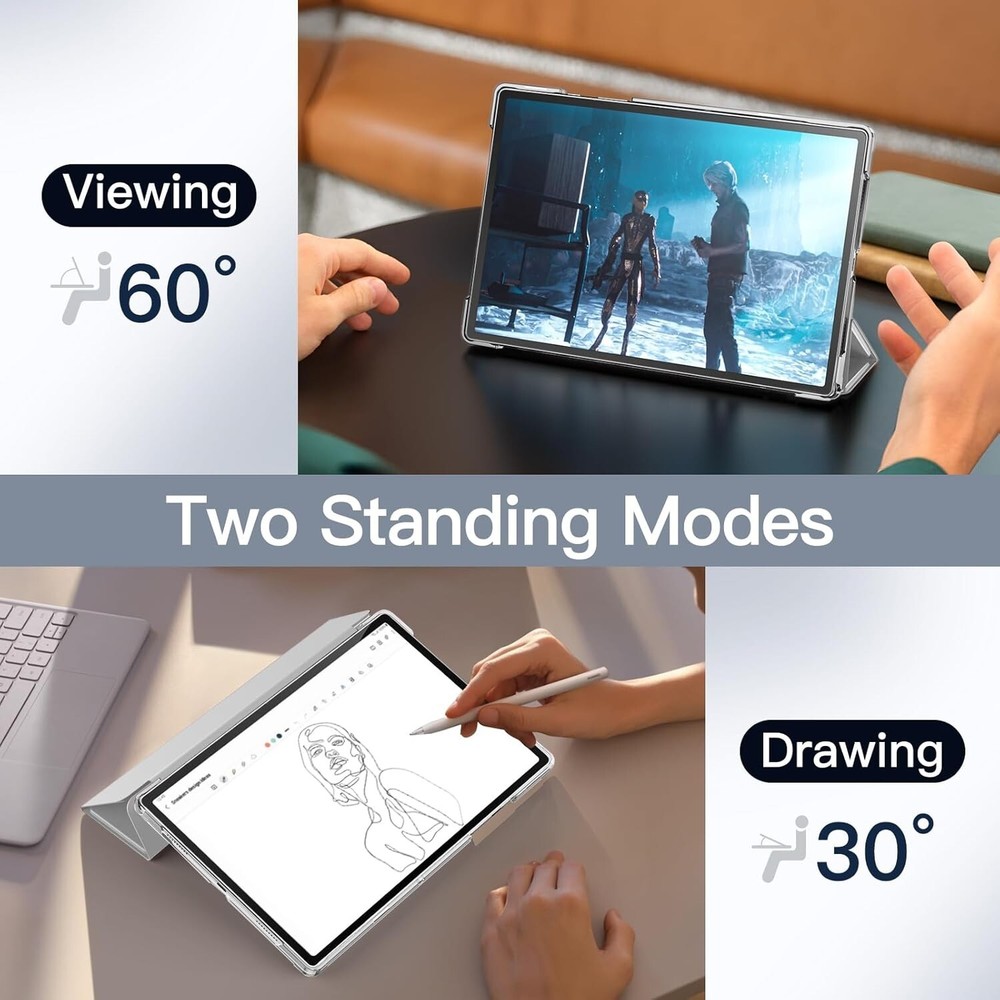 For Samsung Galaxy Tab A8 Case Cover with Slim Translucent Back Flip Folio Armor