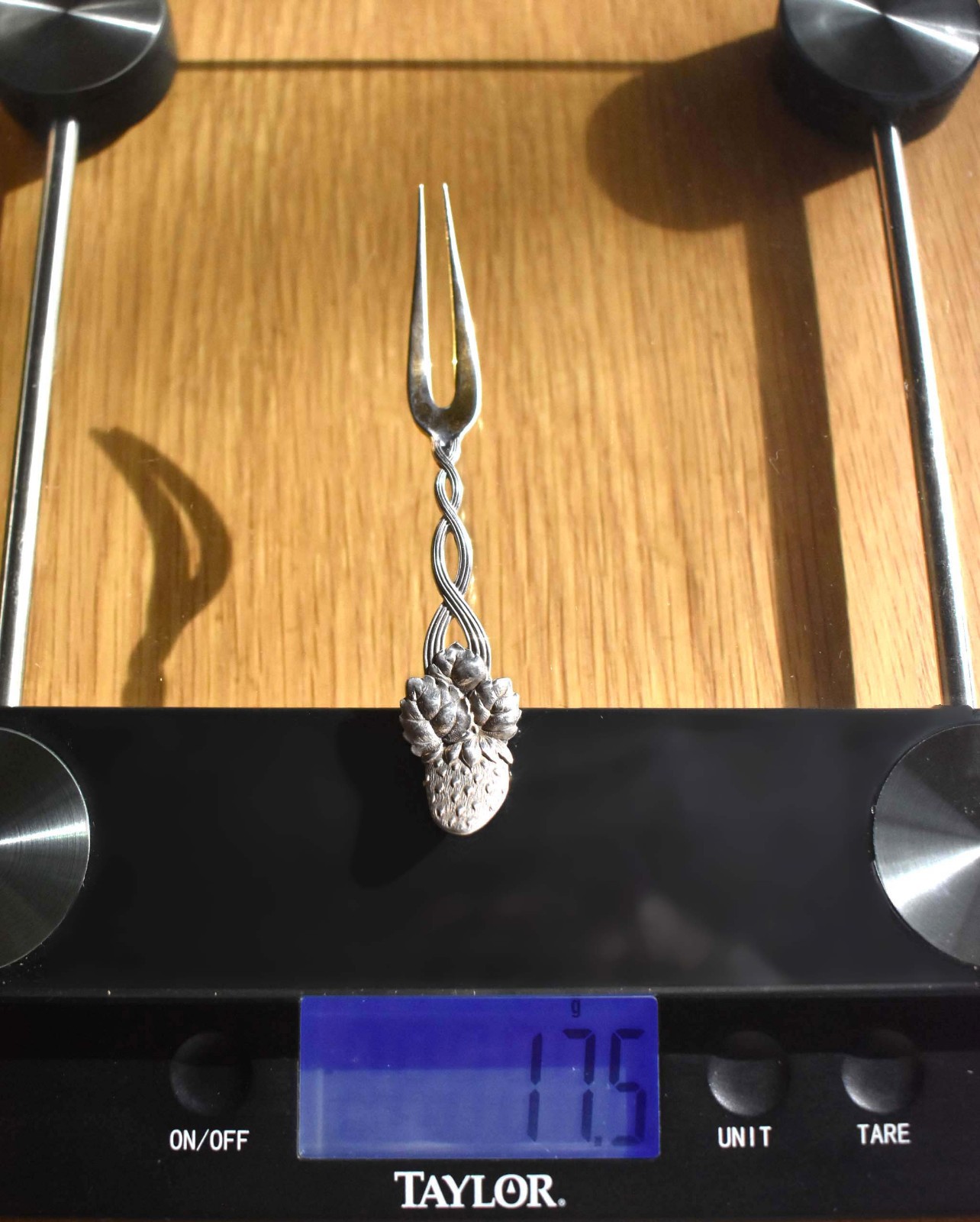 TIFFANY & CO Sterling Silver - STRAWBERRY VINE - 2-Tine Fork - 4.5" - 17.5 g