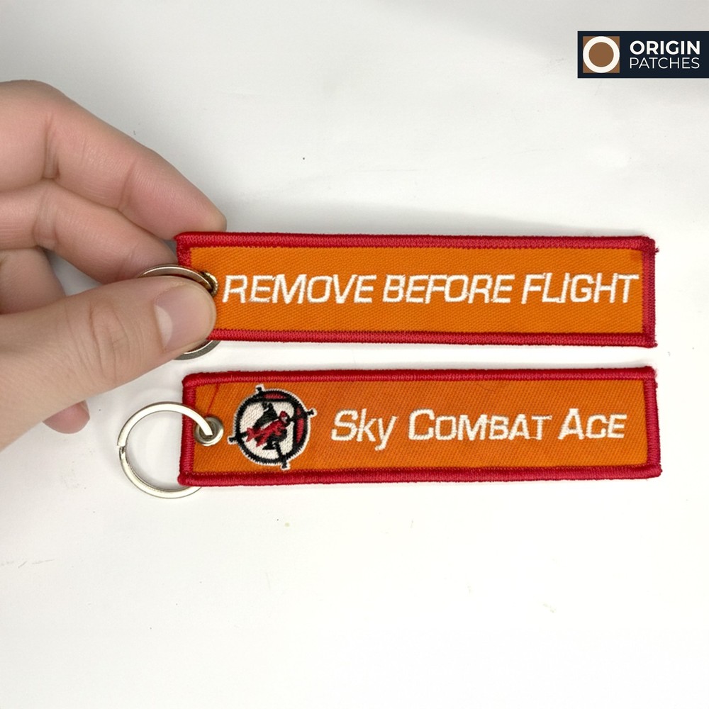 Custom Embroidered Keychain, Personalized Flight Tag, Double Sided Jet Tag