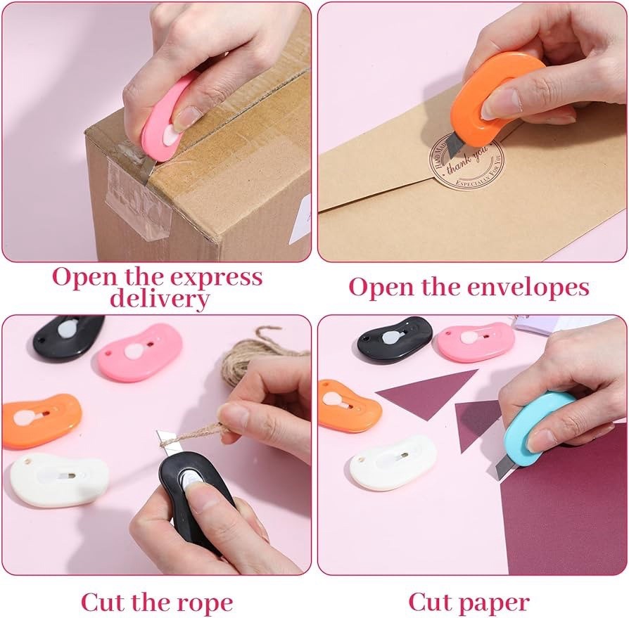 100PCS Mini Retractable Utility Knife Box Cutter Letter Opener