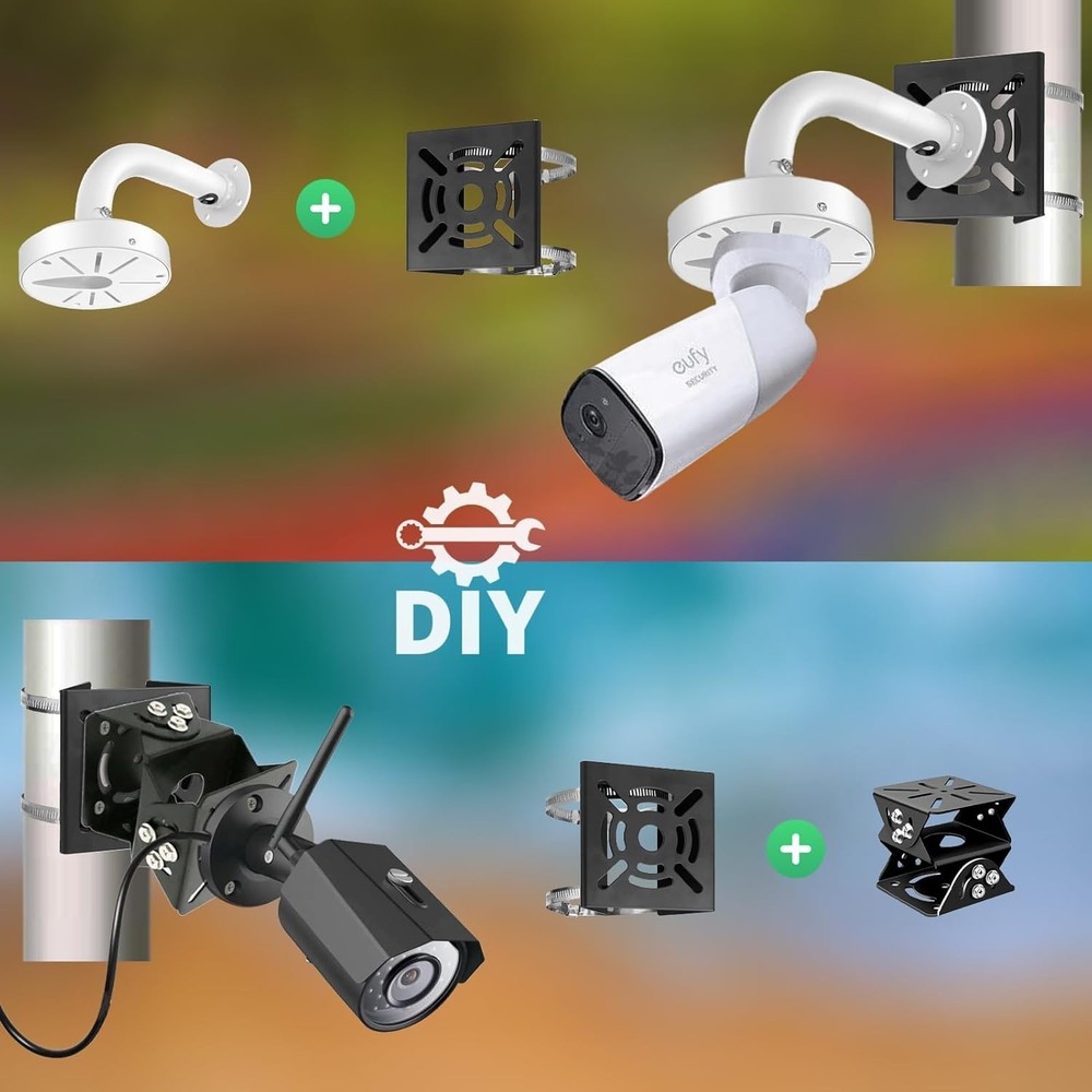 Solid Metal Vertical Pole Mount for CCTV Cameras & LED Lights | 2 Loops Included