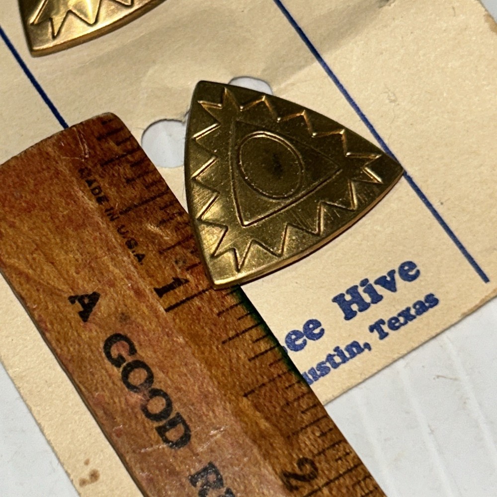 Vtg Southwestern Brass Button Covers Bee Hive Austin Texas Triangular Western