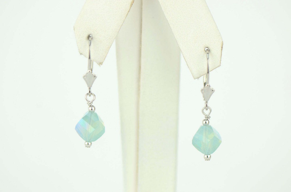 Clear Crystal Helix Bead Sterling Silver Earrings
