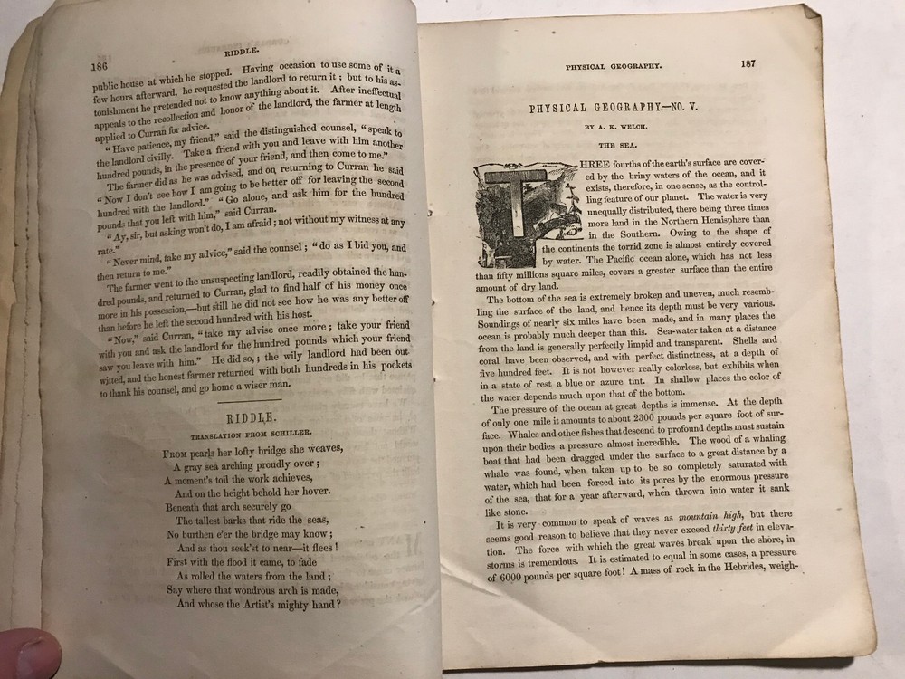 1856 The Student Schoolmate A Monthly Reader For School & Home Instruction
