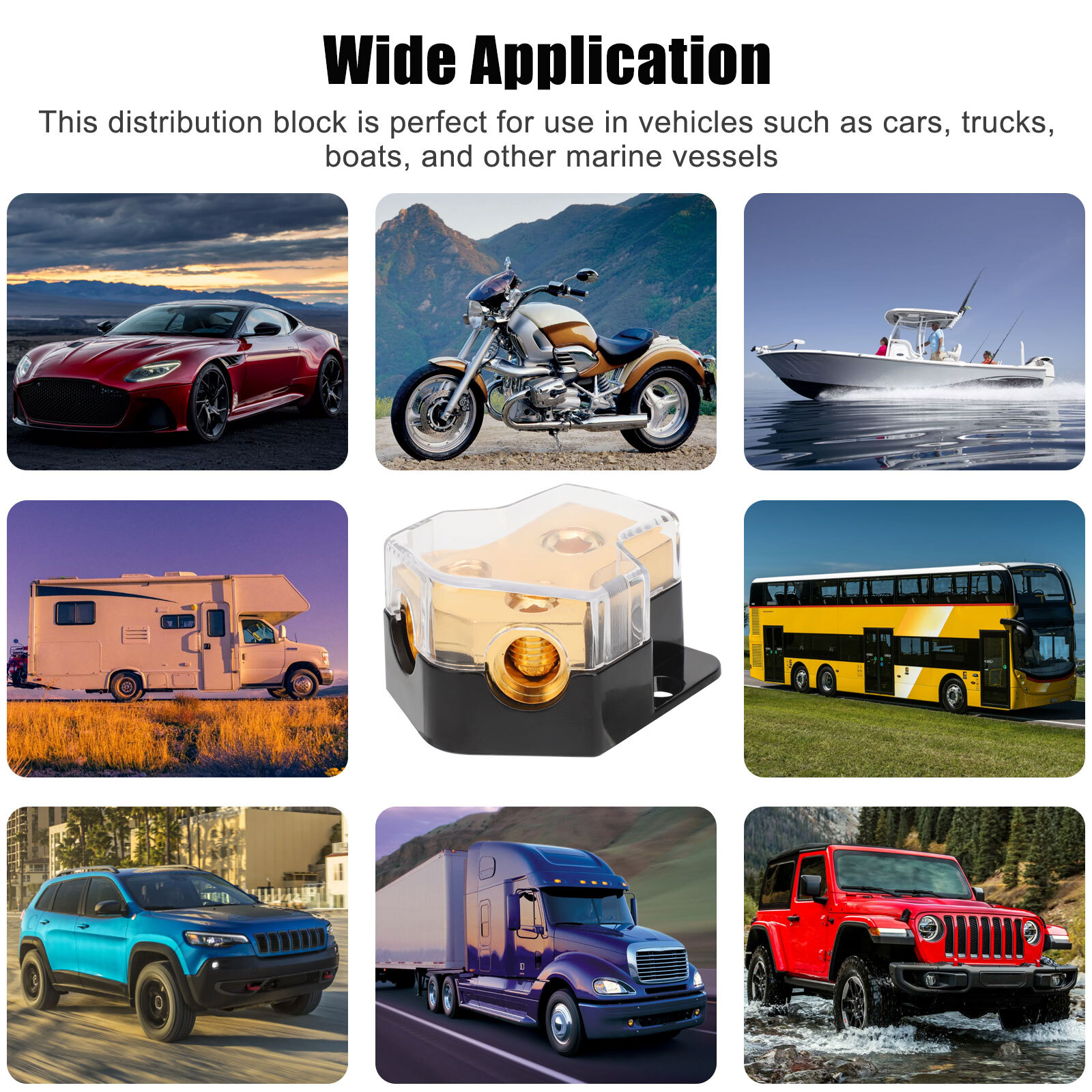 Car Audio Splitter Amp Power 0/2/4 Gauge In 4/6/8 Gauge Out Distribution Block