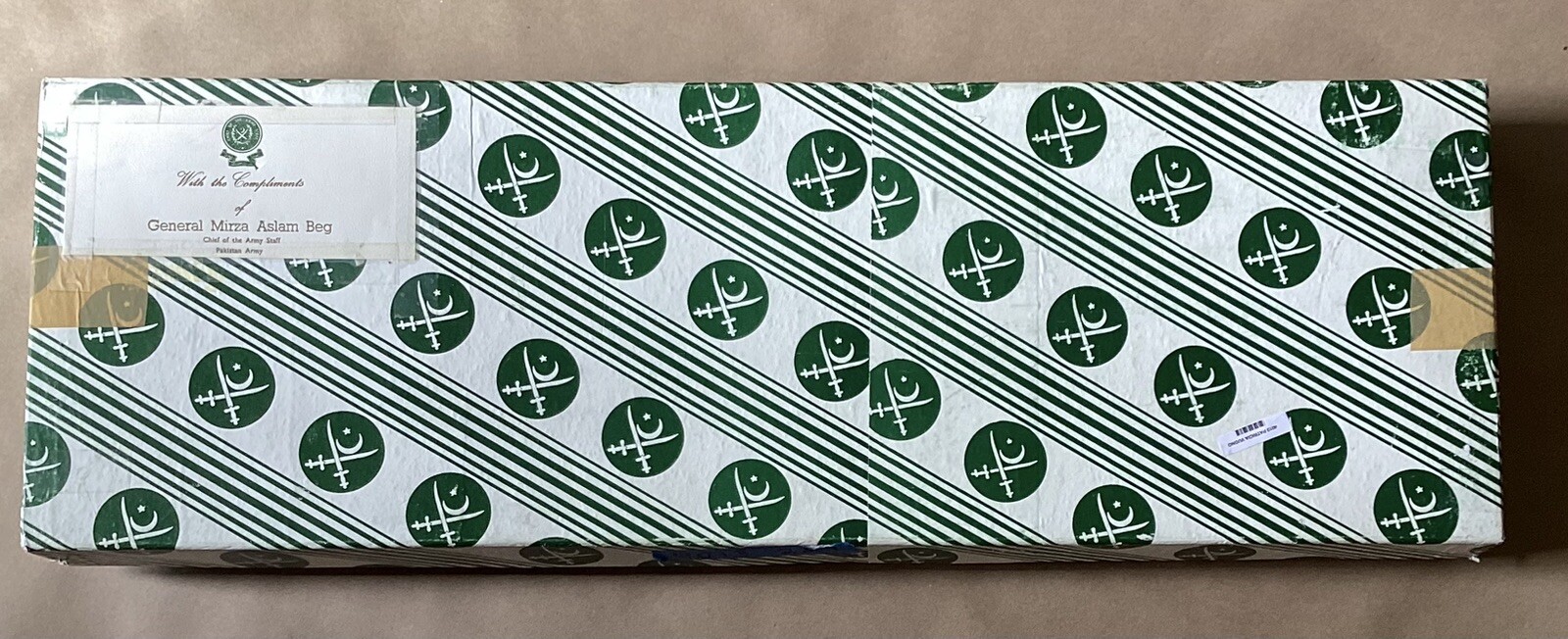 Pakistan Army Talwar Saber | Gift From General Mirza Aslam Beg, with Box, 32”