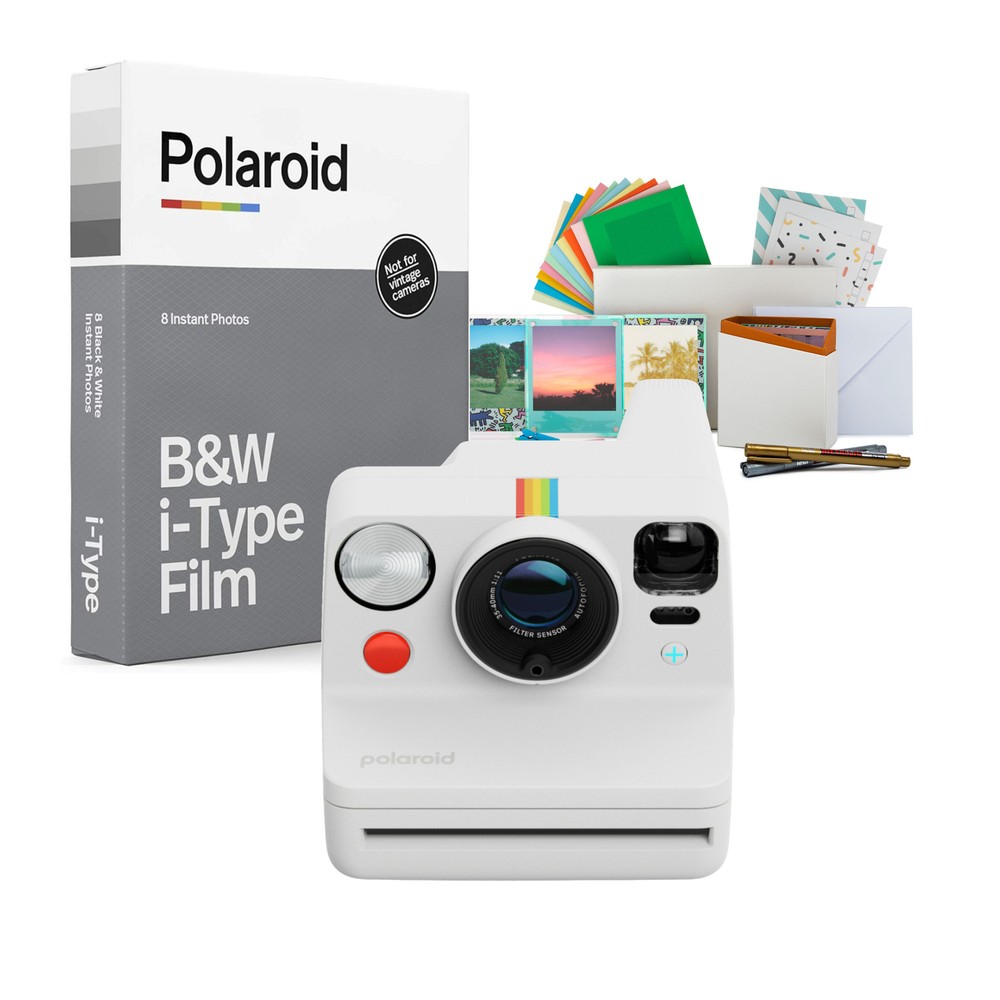Polaroid Now Plus Gen 3 White Instant Camera with Two Lens AF System Bundle
