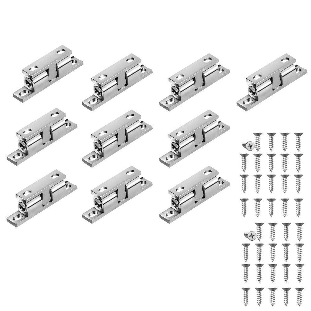 10PCS Silver Double Ball Catches, Adjustable Latch for Wardrobe & Cabinet Door