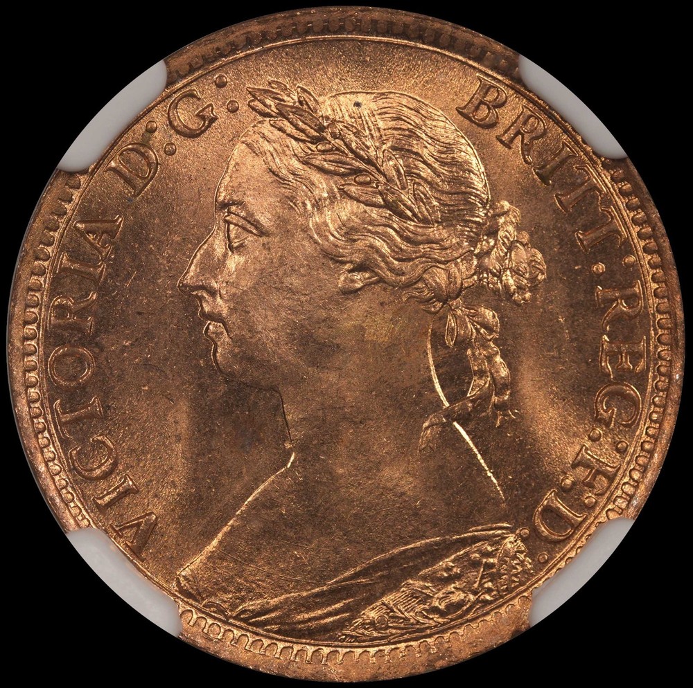 1886 Farthing Great Britain NGC MS65 RD Uncirculated Coin