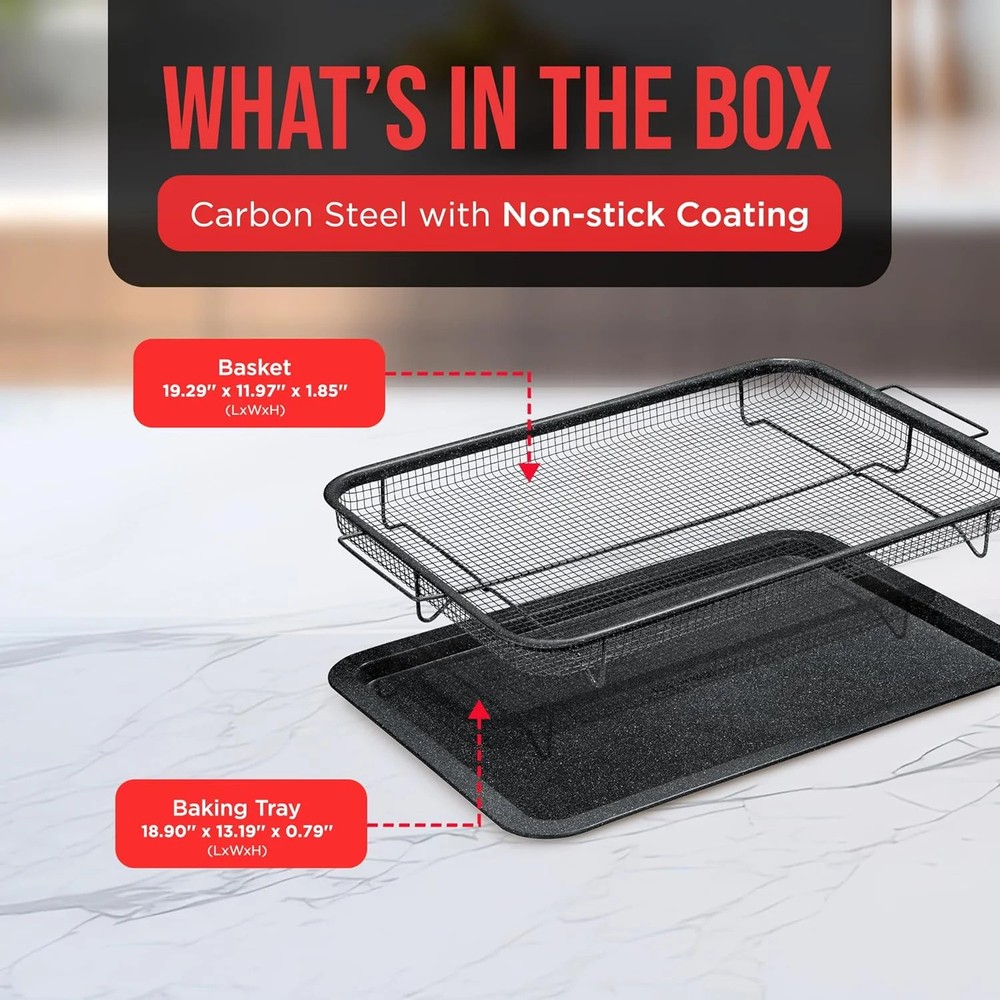 Crisper Tray Gray Marble Coating - 2-Piece Set