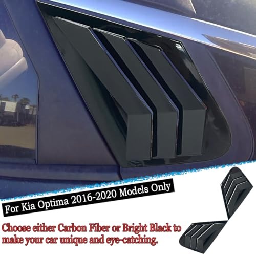 Window Louver 2Pcs Side Vent Window Louvers 2016-2020 Kia Optima Bright Black